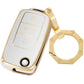 for VW Volkswagen Key Fob Cover Car Key Case Shell with Gold Keychain fit Jetta Beetle Tiguan Passat Golf