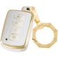 for Toyota Key Fob Cover Car Key Case Shell with Gold Keychain fit Sequoia Tundra Tacoma 4Runner Land Cruise Camry Avalon