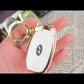 for Hyundai Key Shell, Key Fob Cover Case with Gold Keychain fit Hyundai Fe Palisade Kona Elantra GT Veloster Silicone